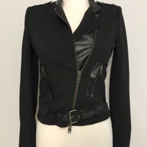 Rachel Zoe Black Leather Accent Military Moto Belt